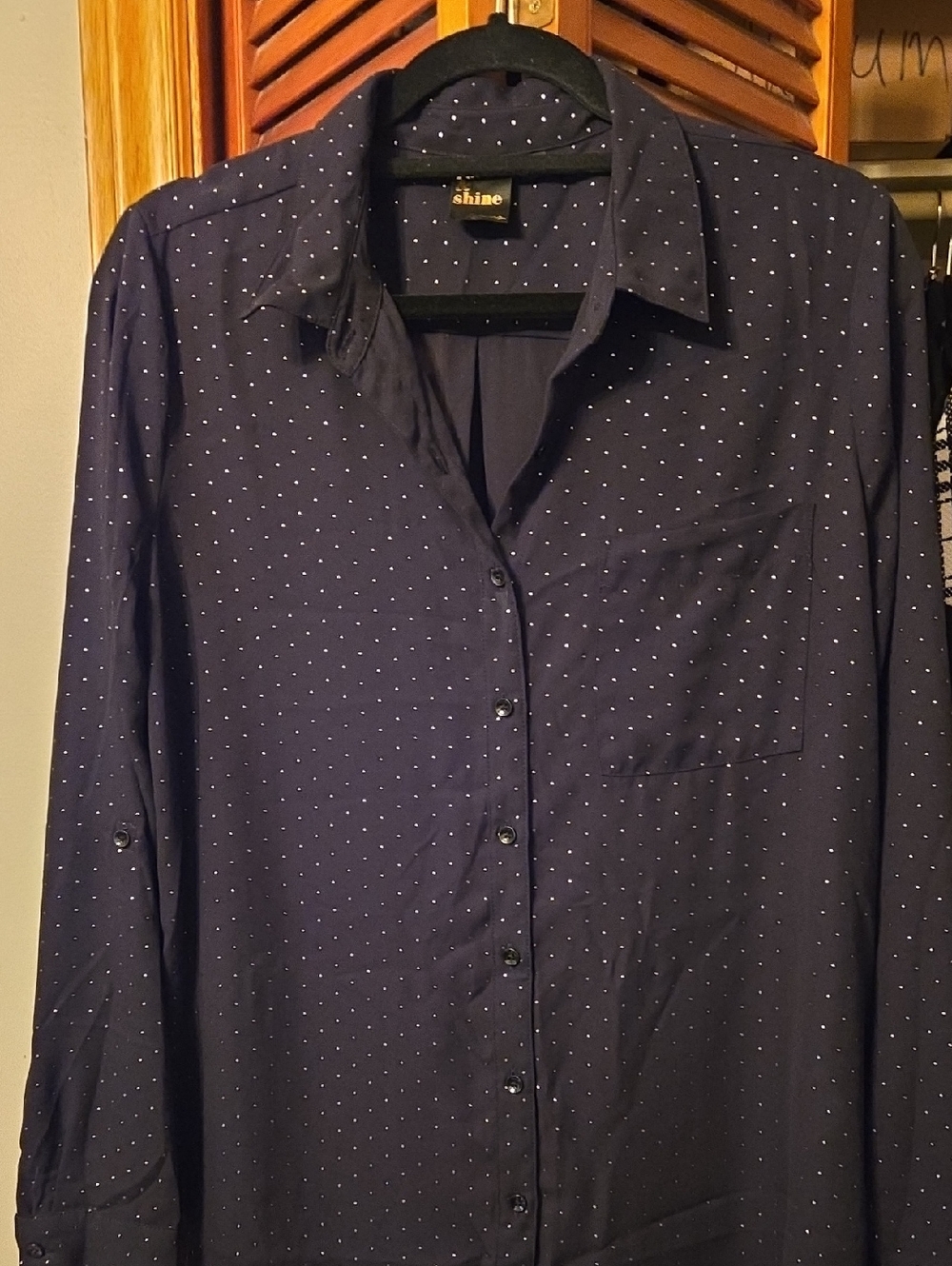 Reitmans Black Blouse with Metallic Dot Accents